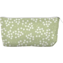 Cekar Store Riyaz Kanvas Bez Kalemlik, Kalem Kutusu, Cüzdan, Körüklü, Iç Astarlı, 21X10X6CM (Papatyalar Yeşil Zemin)