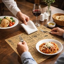 Cekar Store Bon Appetit Desenli Sunum Kağıdı, Vintage Gazete Stili, Kraft Görünümlü, 25X35 Cm, Tek Kullanımlık, Restoran ve Kafe Için, 50 Adet
