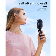 Cekar Store Taşınabilir El Vantilatörü, Pille Çalışan Fan, Tabanlı, 8 Saat, Dijital Ekran, 5 Hız, 90° Ayarlanabilir, Şarj Edilebilir Mini Fan, Dış Mekan Iç Mekan Için