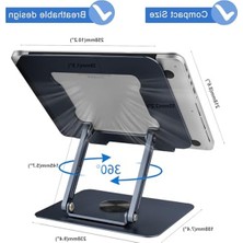Cekar Store Masa Için Dizüstü Bilgisayar Standı Ayarlanabilir Yükseklik, Dizüstü Bilgisayar Için Alüminyum Alaşımlı Döner Bilgisayar Standı, 360° Dönebilen Tabanlı Macbook Standı, Masa Için Ergonomik Dizüstü