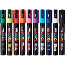 Cekar Store Pc-5m Su Bazlı Kalıcı Marker Boya Kalemleri - 2,5 mm Orta Mermi Ucu - 10'lu Paket