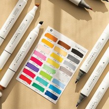 Cekar Store 24’lü Çift Uçlu Alkol Bazlı Marker Kalem Seti – Fine + Chisel