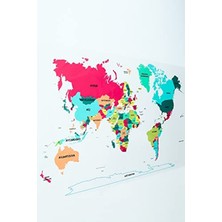 Cekar Store Şeffaf Renkli Dünya Haritası - Yapışkansız Tutunan, Elektrostatik Özellikli Akıllı Kağıt (Türkçe)