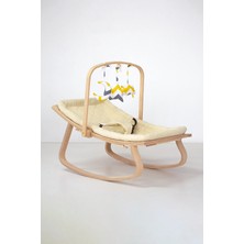 Babycom Ana Kucağı Bej - Ergonomik Yapı ile Oyuncaklı Sarı Zikzak Tasarım Ahşap Malzeme