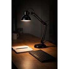 Cekar Store Busstier Akrobat Masa Lambası Kablolu Ayarlanabilir Kollu Çalışma Lambası Metal Gövde Güçlü Işık Ofis Ev Atölye Masaüstü Aydınlatma (Siyah)          [enerji Sınıfı A++]