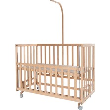 Babycom Naturel Anne Yanı  4 Kademeli Tekerlekli Beşik 60X120 cm