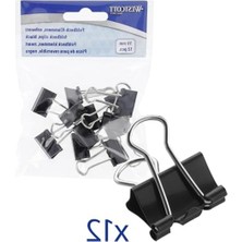 Cekar Store E-10711 00 Katlanır Mandallar, 19 Mm, Siyah, 12 Adet, Belgeler Için Metal Mandallar, Sağlam ve Tekrar Kullanılabilir Kağıt Mandalları, Ofis ve Ev Için 19 mm Kıskaçlar