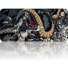 Cekar Store 8 Farklı Desenli Baskılı Model Black Deer Xxl Gaming Mouse Pad 90X40 cm – Dikişli Kenar, Kaymaz Taban, Dijital Tasarım, Hassas Takip, Ultra Geniş Oyuncu Mousepad (Dragon 90X40 Cm)