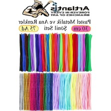 Cekar Store Şönil Pastel Metalik ve Ana Renkler 30 cm 75 Li 1 Paket Renkli Tüylü Tel Peluş Tel 30 cm Elişi Okul Projeleri Süsleme
