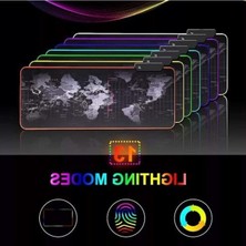 Cekar Store Büyük Oyuncu Rgb Mousepad ve Klavye Pad Kısa Yollar Desenli Işıklı 80CM x 30CM Mouse Pad