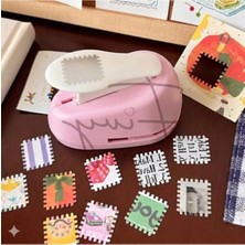 Cekar Store Pembe Pul Delgeç Tasarım Scrapbooking Malzemesi - Pul Şekilli Delgeç Kağıt Kesici