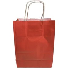 Cekar Store Çelikpençe Kraft Kağıt Çanta, Büküm Saplı, 18X24X8 Cm, Hediyelik Butik Mağaza Poşeti, 25 Adet (Kırmızı)