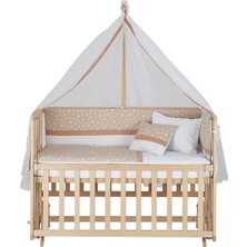 Babycom Naturel Boyasız 4 Kademeli Beşik Kahve Yıldızlı Uyku Seti 70X130 cm