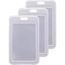 Cekar Store 3 Adet Premium Kart Kılıfı Şeffaf Dikey Yaka Kartı Kart Koruyucu