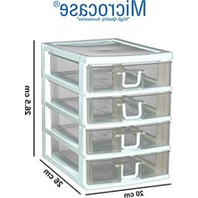 Cekar Store 4 Gözlü Plastik Çekmeceli Takı Bileklik Evrak Organizer - AL3186 Beyaz