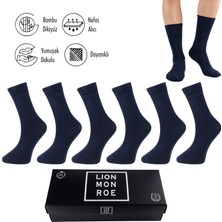 Lion Monroe Saf Bambu 4 Mevsim Erkek Soket Uzun Düz Lacivert Çorap Dikişsiz Premium Hediye Kutulu 6'lı Prime Bamboo Serisi L5952AZNB