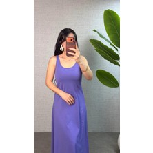 Emh Store Kadın Askılı Yuvarlak Yaka Süprem Kumaş Elbise