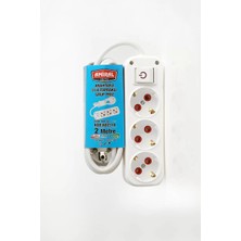 Renas Store 3 Lü Topraklı Anahtarlı 2 Metre Kablolu Grup Priz