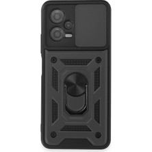 Chic Haven Note 12 5g Kılıf Pars Lens Yüzüklü - Siyah