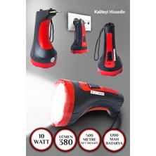 Renas Store Şarjlı 10W Projektör LED El Fener 2 Mod Aydınlatmalı Uzun Menzil Güvenlik Bekçi Polis Feneri Işılda