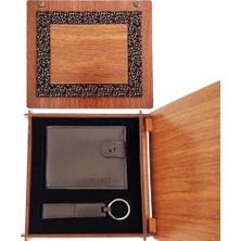 Renas Store Ahşap Kutulu Cüzdan Mat Siyah Anahtarlık