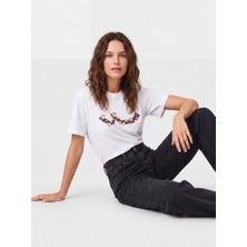 LTB Slogan Baskılı Beyaz T-Shırt