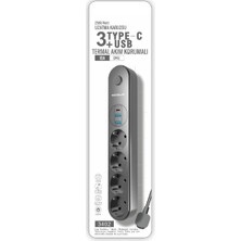 Veraura Lifestyle Termal Akım Korumalı 4 Prizli USB Girişli Uzatma Kablosu