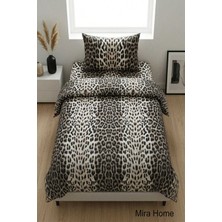 Mira Home Leopar Desenli Pamuklu Lastikli Çarşaflı Tek Kişilik Nevresim Takımı (100X200 Cm)