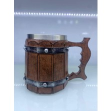 Renas Store Ahşap Fıçı Şeklinde Çelik Kupa Kod 23006