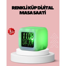 Northcity Renk Değiştiren LED Dijital Küp Saat - Takvim, Kronometre, Müzikli Alarm ve 7 Renkli Ambiyans