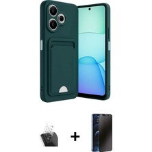 Marsilyan™- Redmi 13 4g Kılıf Vadi Çizgi Prime - Siyah 3D Antistatik Hayalet Cam Ekran Koruyucu + Şeffaf Kamera Lens Koruma Cam