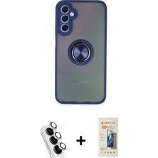 Marsilyan™- Galaxy A24 4g Kılıf Yörünge Çizgi - Siyah 6d Mat Seramik Hayalet Nano Ekran Koruyucu + Gümüş Valdez Metal Kamera Lens