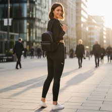 Mg Concept Kadın Sırt Çantası Kapitone Desenli Günlük Kullanım Okul Çantası Şık Fermuarlı Orta Boy Backpack