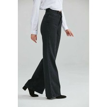 ArVib Siyah Yüksek Bel Geniş Paça Wide Leg Jean Pantolon