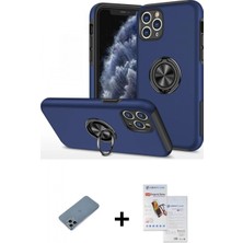 Marsilyan™- iPhone 11 Pro Max Kılıf Odak Form Prime - Siyah Seramik Nano Ekran Koruyucu + Sierra Blue Shine Kamera Lens Koruma Cam
