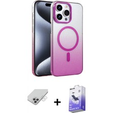 Marsilyan™- iPhone 14 Pro Max Kılıf Ahenk Doku Özel Seri - Siyah Bilvis 5in1 5d Magic Hayalet Cam Ekran Koruyucu + Gümüş Band Metal Kamera Lens