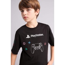 DeFacto %100 Pamuk PlayStation Oversize Bisiklet Yaka Kısa Kollu Tişört Erkek Çocuk H3518A826SM