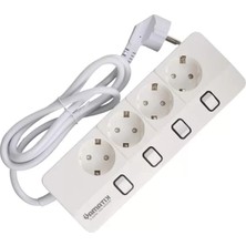 Renas Store Yamatik X-MAN-104 A-Class 4'lü Ayrı Anahtarlı 2 Metre Akım Korumalı Grup Priz 1400 Joule