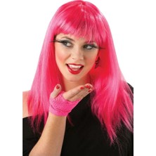 Renas Store Pembesi Koyu Pembe Renk Uzun Düz Parti Peruğu