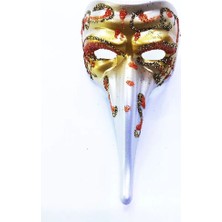 Renas Store Turuncu Renk Işlemeli Seramik Malzemeden Imal Venedik Uzun Maske Magnet