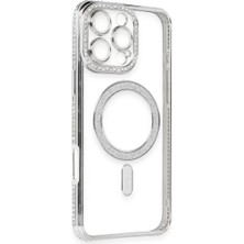 Renas Store Iphone 16 Kılıf Joke Simli Magneticsafe Kılıf - Gümüş