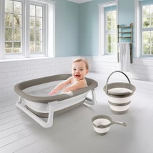 Senka 7273 Katlanabi̇li̇r Üçlü Bebek Banyo Seti̇ Stone Gri̇