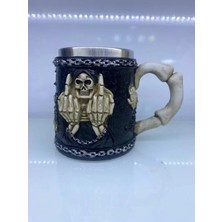 Renas Store Orta Parmak Motifli Çelik Kupa Bardak Kod 6978