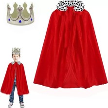 Renas Store Çocuk Boy Kral Pelerini 90 cm Yumuşak Eva Kral Tacı Gümüş Renk