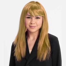 Renas Store Altın Renk Düz Kesim Içi Astarlı Uzun Parti Peruğu Takma Saç