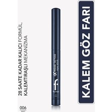 Flormar Extreme Tattoo Mat & Işıltılı Asansörlü Kalemtıraşlı Jel Göz Kalemi & Far Stick - 006 Navy