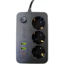 Renas Store 3 Lü Akım Korumalı 2 Adet USB 1 Adet Type-C Girişli Priz 3414