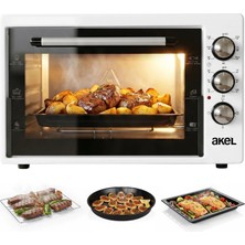 Akel AF340L 34 Lt Beyaz Midi Fırın, Iç Aydınlatmalı, Zaman Ayarlı, Izgara ve Fırın, 2 Tepsi 1 Tel Izgara