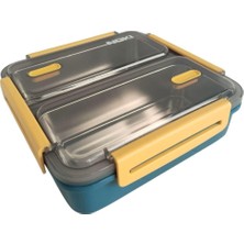  noki paslanmaz çelik beslenme kabı çift bölmeli dikdörtgen 1100 ml