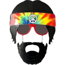 Renas Store Siyah Saçlı Bandana Tasarımlı Hippi Parti Gözlüğü 26X18 cm